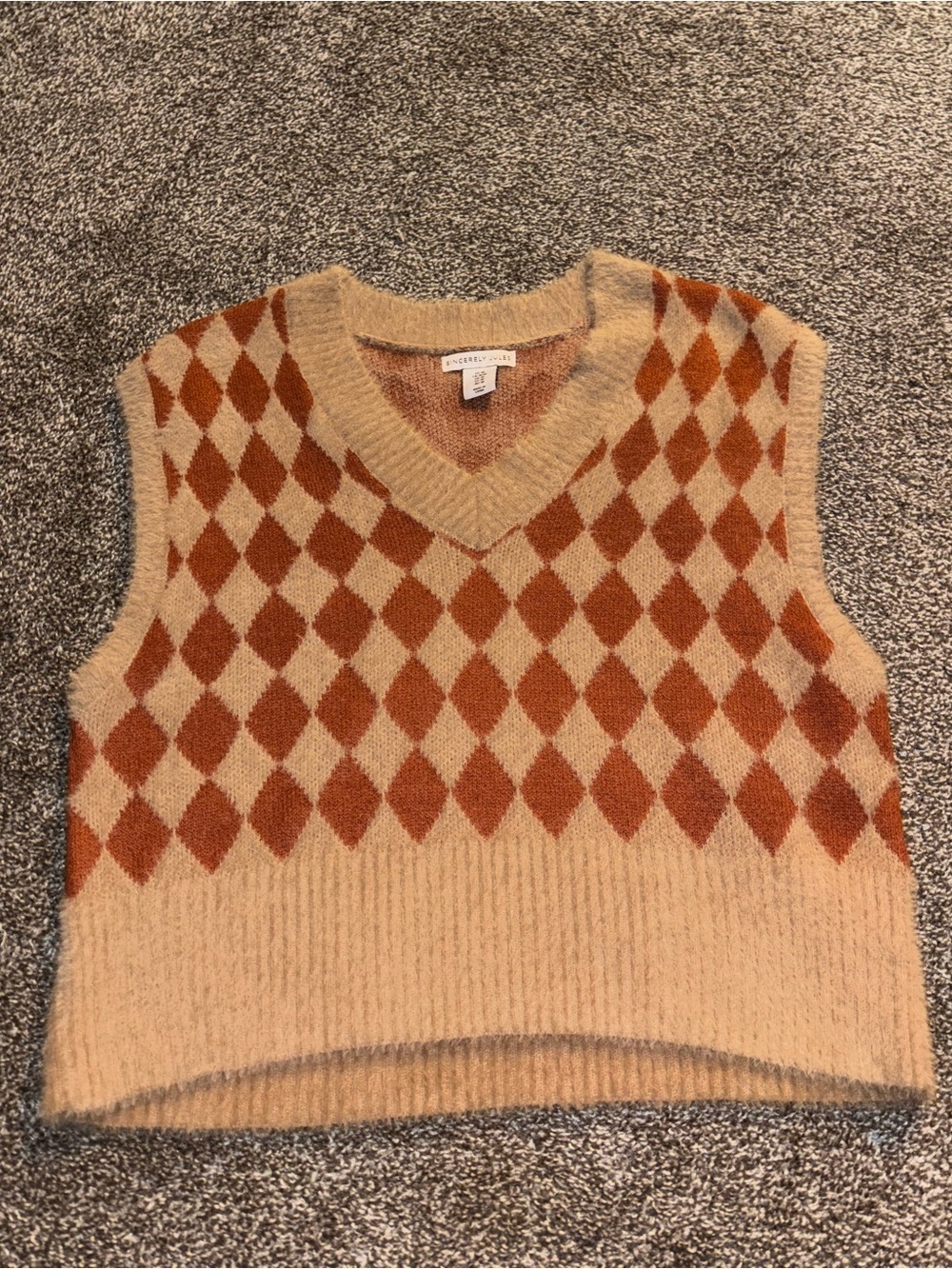 Sincerely Jules Rust & Beige Knit Sweater Vest